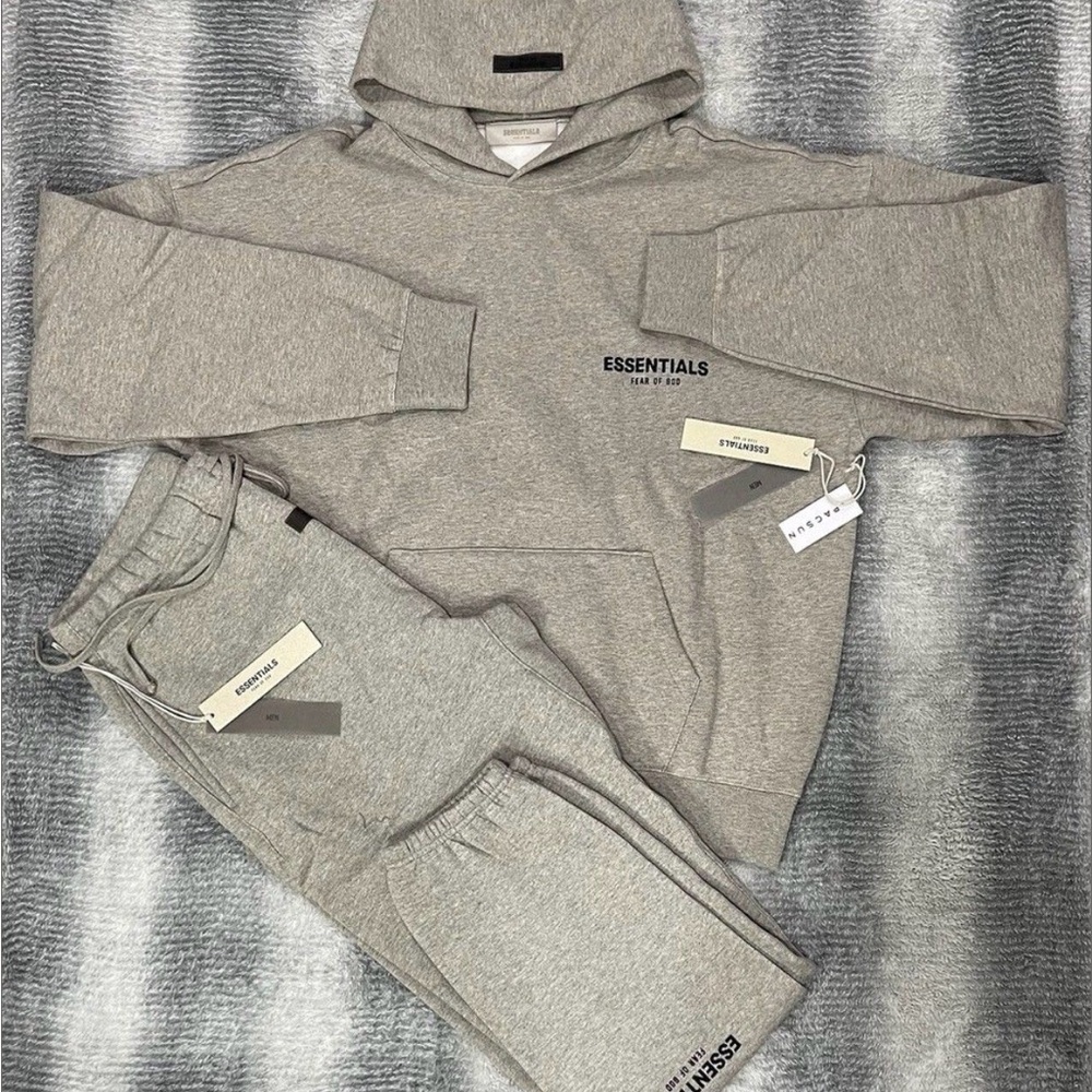 Essentials Heather Gray Hoodie and Joggers
